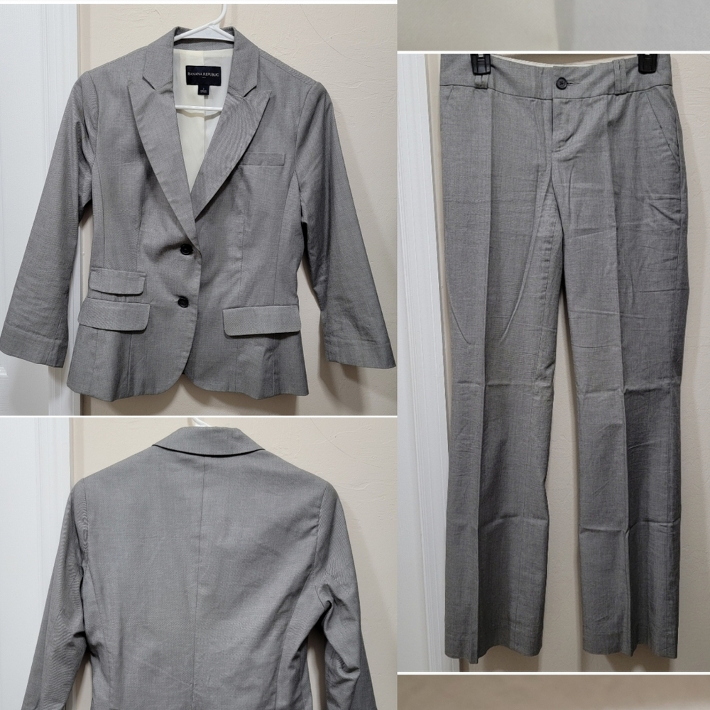 Banana Republic Gray Suit Set - Blazer And Trousers